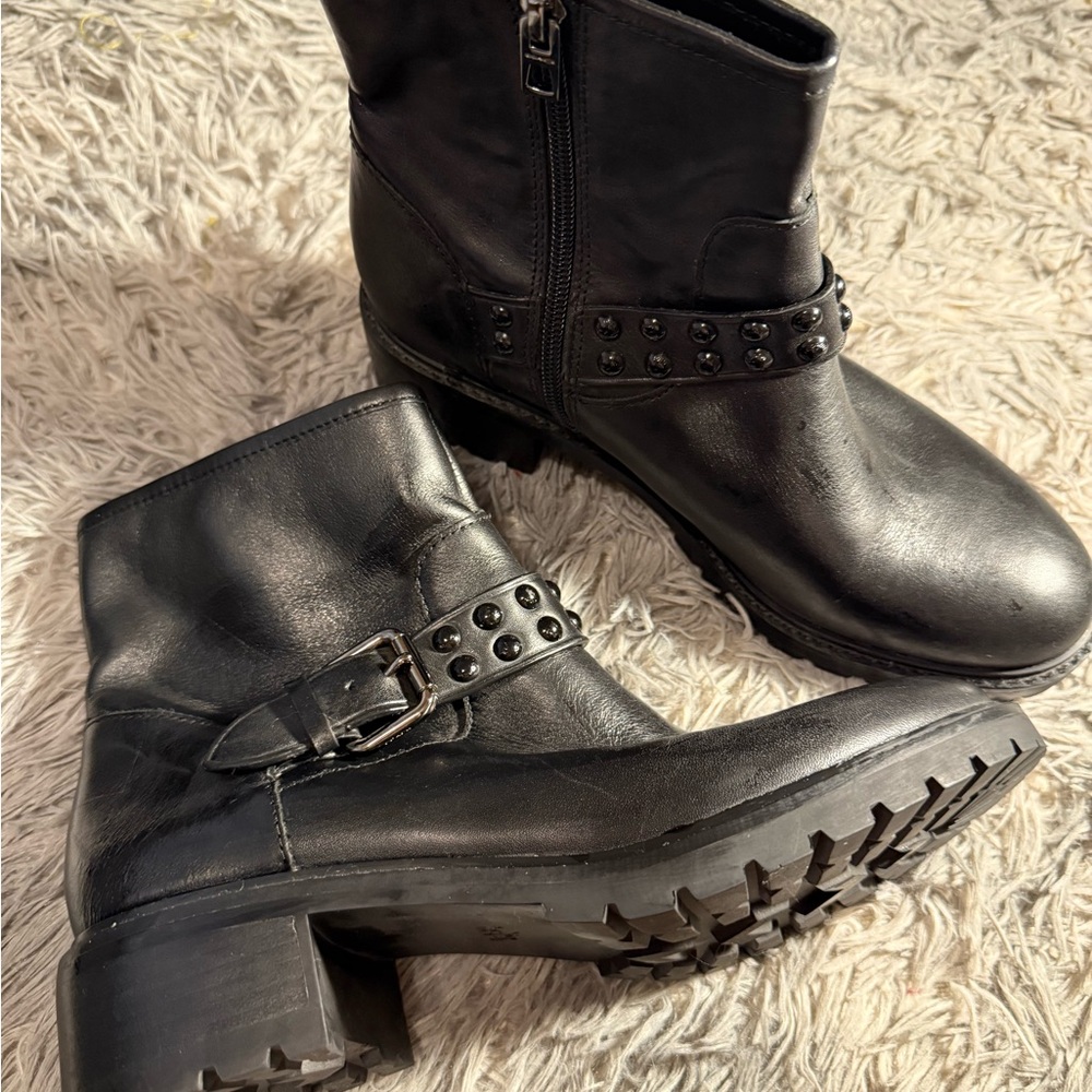 Coach Black Studded geniun leather Ankle Boots
